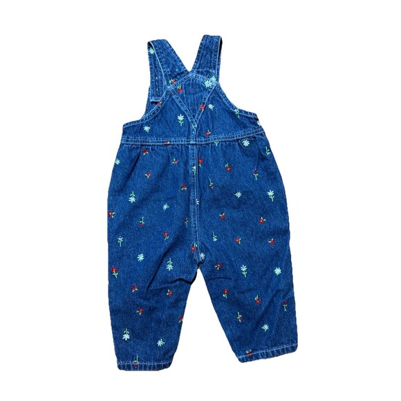 Vintage Carter’s Embroidered Flower Denim Overalls 12-18M Y2K 90s Baby Girl - Picture 8 of 10